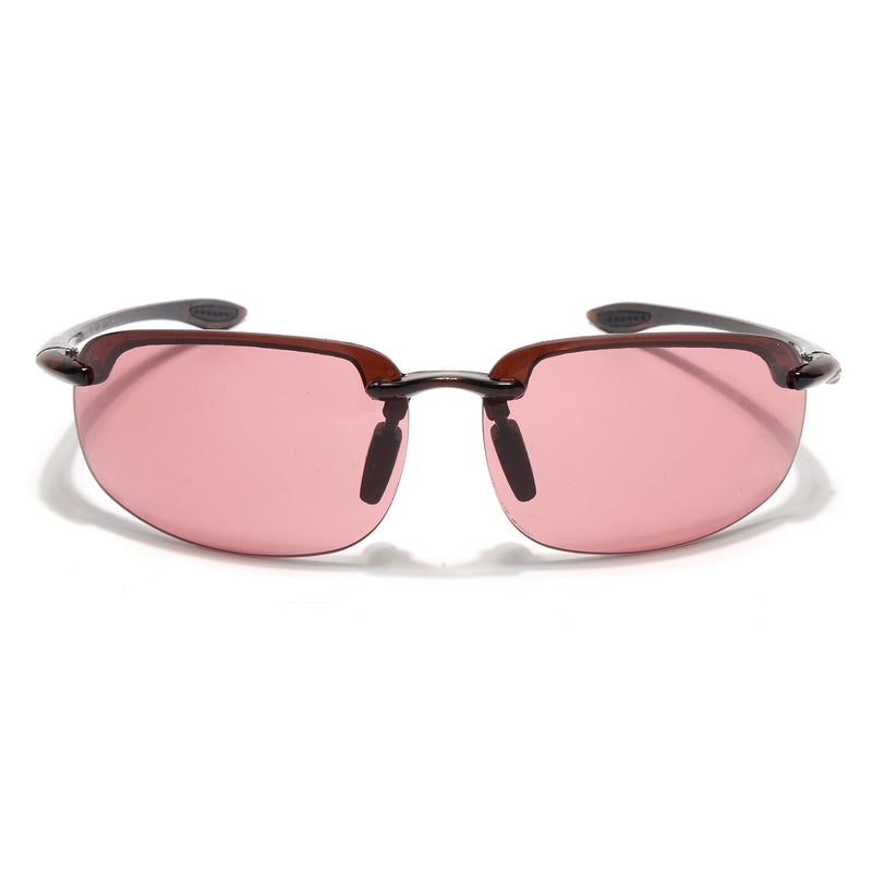 Wrap Around Sunglasses (Pink Lens | Brown Frame - MG9118)