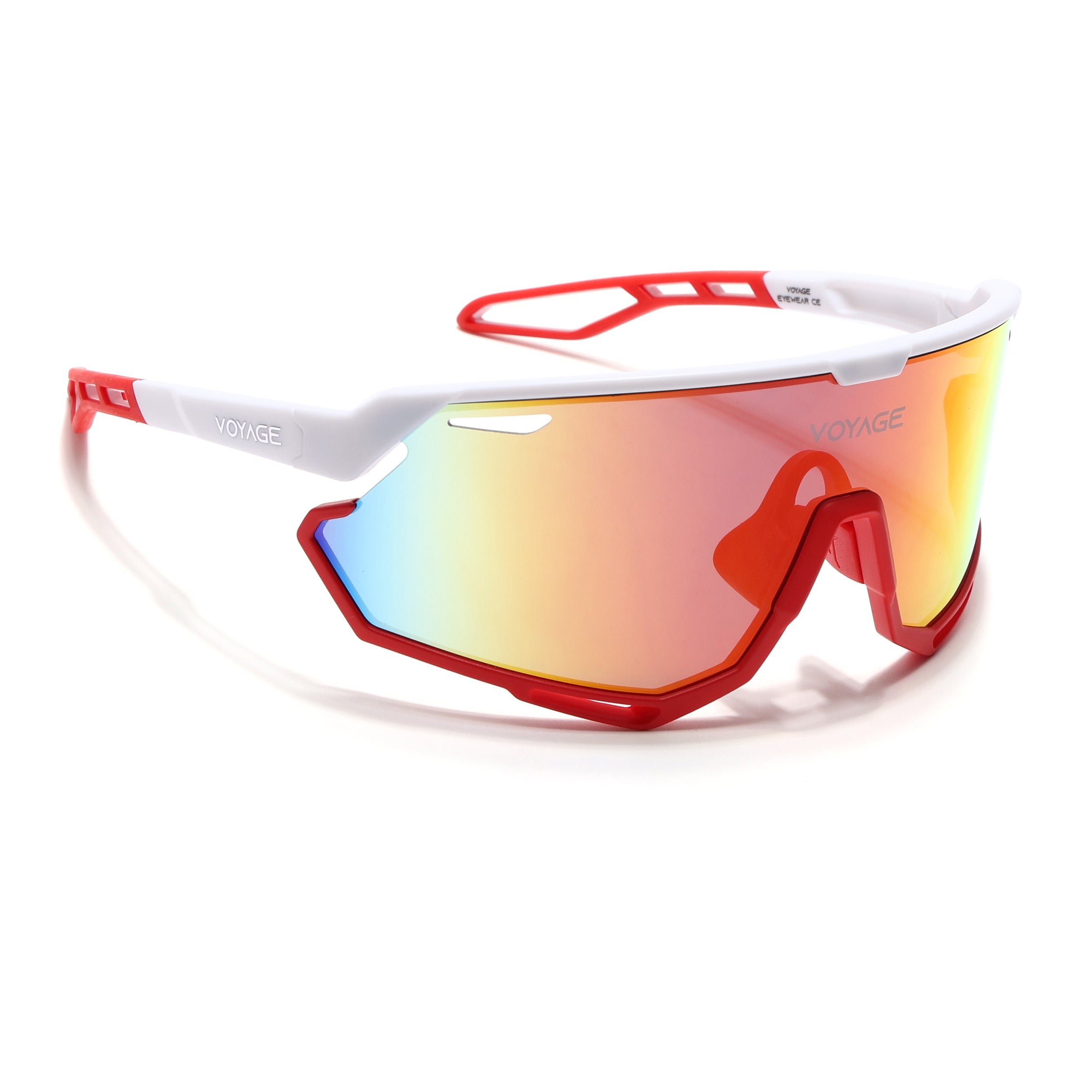 Voyage Select Drift Sunglasses (Multicolor Lens | White & Red Frame - SLMG6344)
