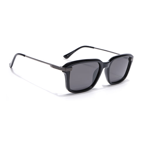 Black Wayfarer Polarized Sunglasses | Black Lens - PMG7896