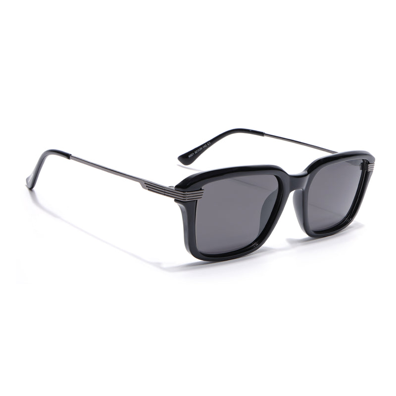 Black Wayfarer Polarized Sunglasses | Black Lens - PMG7896