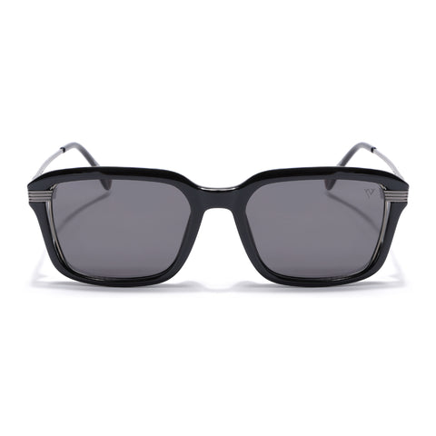 Black Wayfarer Polarized Sunglasses | Black Lens - PMG7896