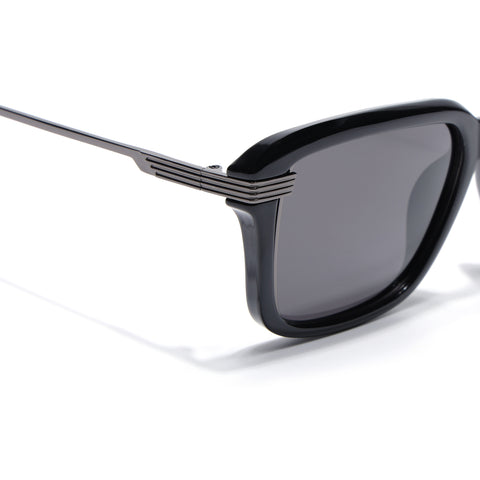 Black Wayfarer Polarized Sunglasses | Black Lens - PMG7896