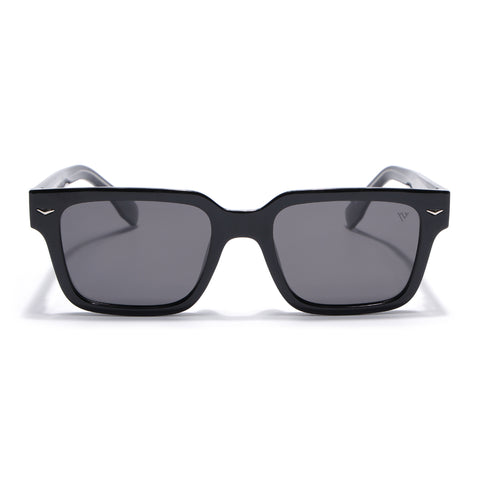 Black Rectangle Polarized Sunglasses | Black Lens - PMG7915