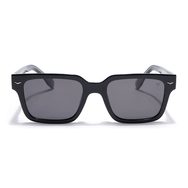 Black Rectangle Polarized Sunglasses | Black Lens - PMG7915