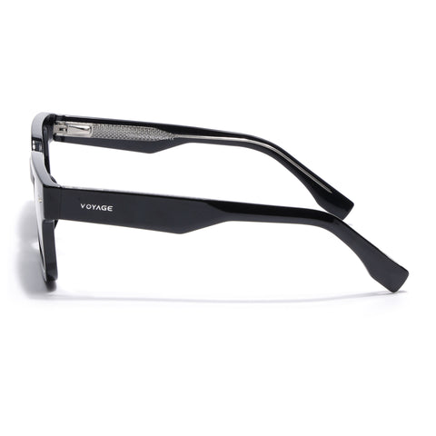 Black Rectangle Polarized Sunglasses | Black Lens - PMG7915