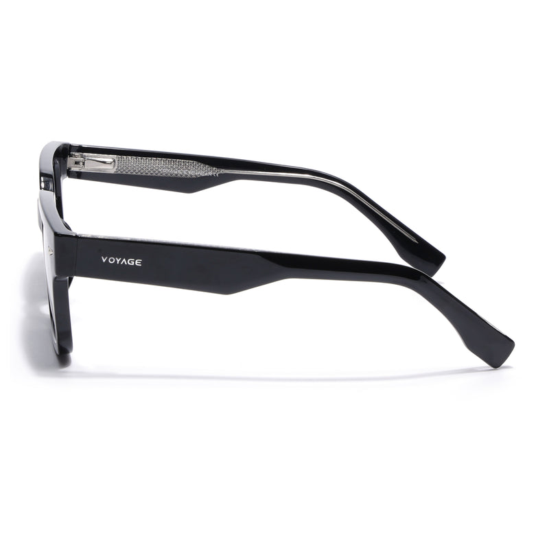 Black Rectangle Polarized Sunglasses | Black Lens - PMG7915