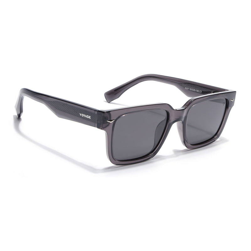Black Rectangle Polarized Sunglasses | Black Lens - PMG7916