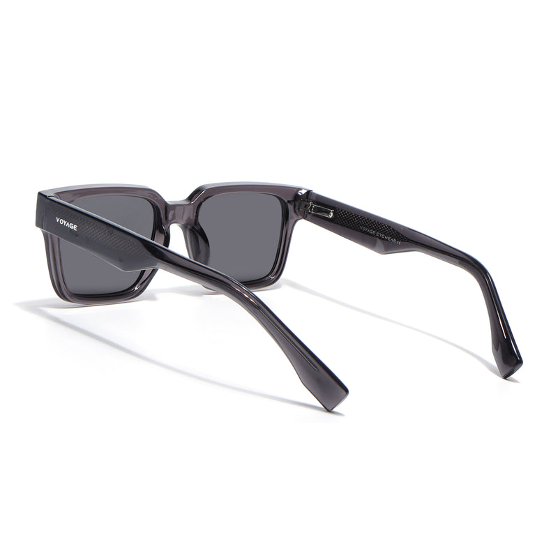 Black Rectangle Polarized Sunglasses | Black Lens - PMG7916