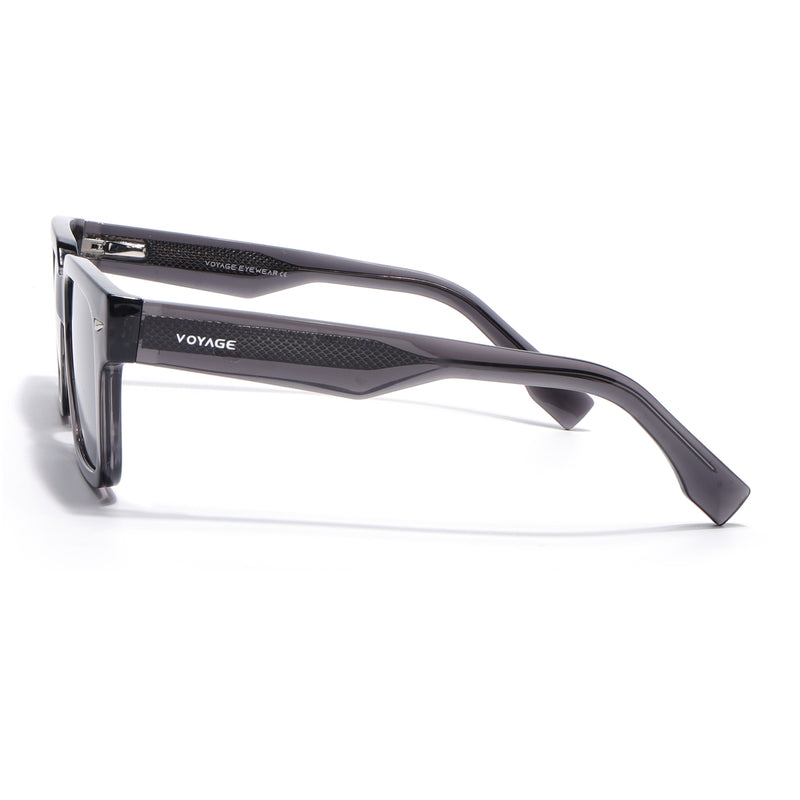 Black Rectangle Polarized Sunglasses | Black Lens - PMG7916