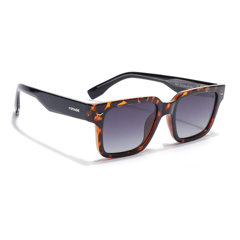 Demi Brown Rectangle Polarized Sunglasses | Black Lens - PMG7917