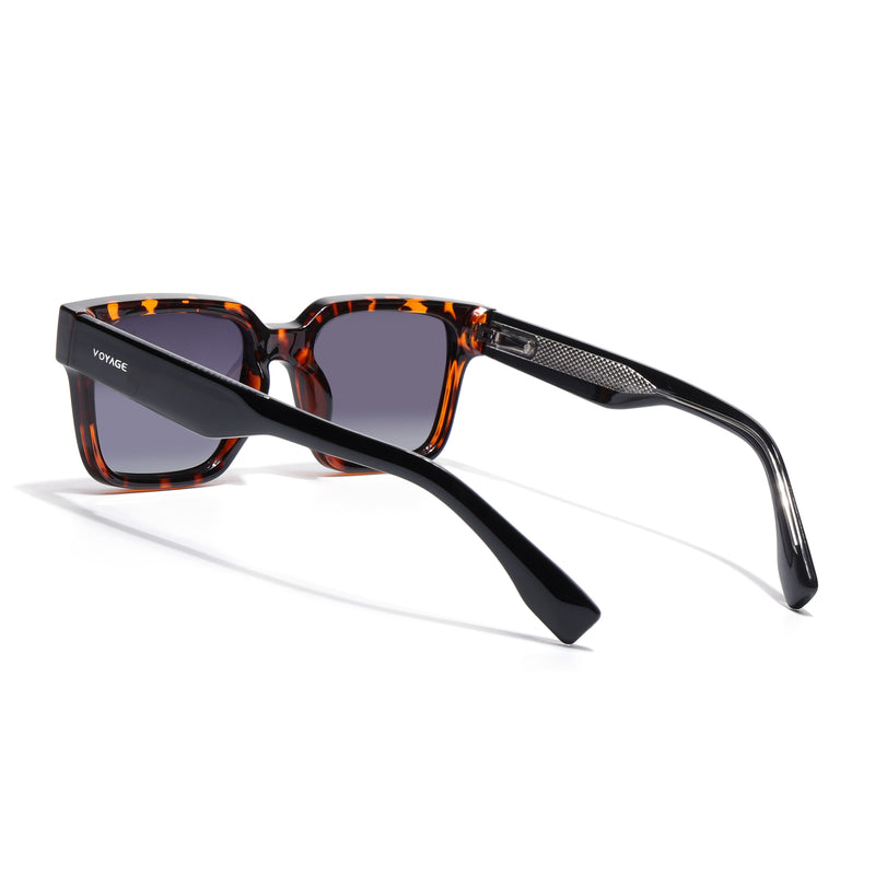 Demi Brown Rectangle Polarized Sunglasses | Black Lens - PMG7917