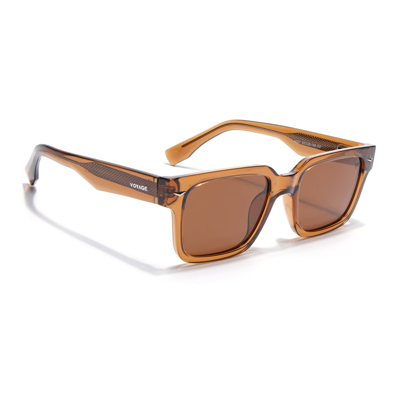 Brown Rectangle Polarized Sunglasses  | Brown Lens - PMG7918