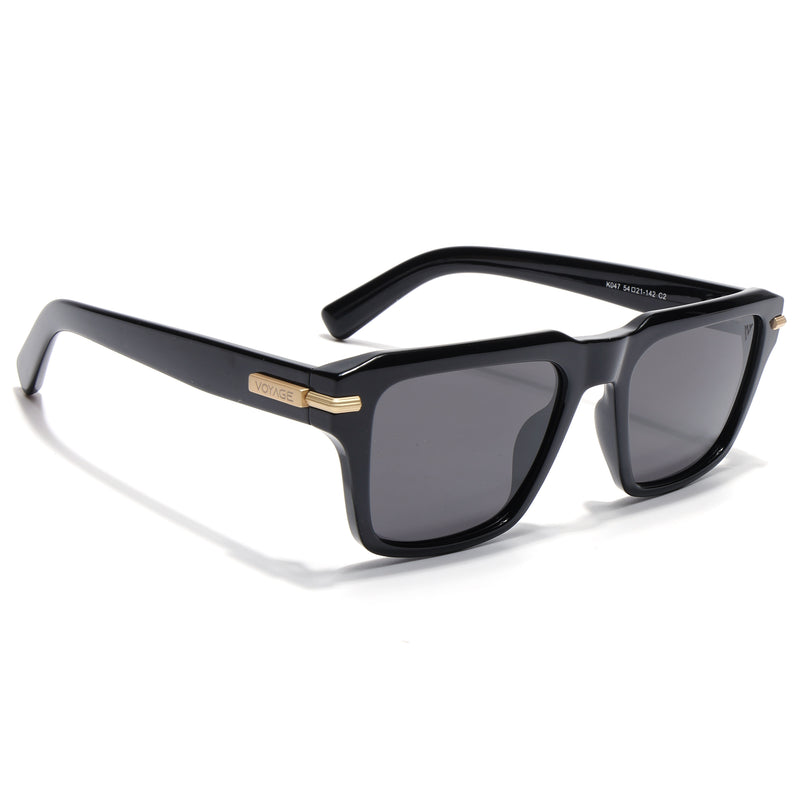Black Wayfarer Polarized Sunglasses | Black Lens - PMG7959