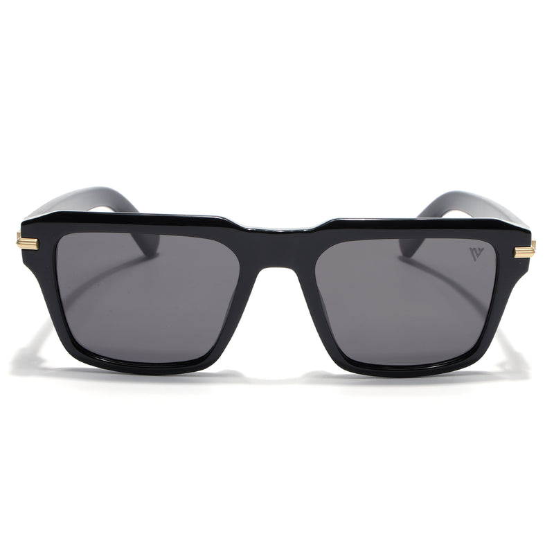 Black Wayfarer Polarized Sunglasses | Black Lens - PMG7959