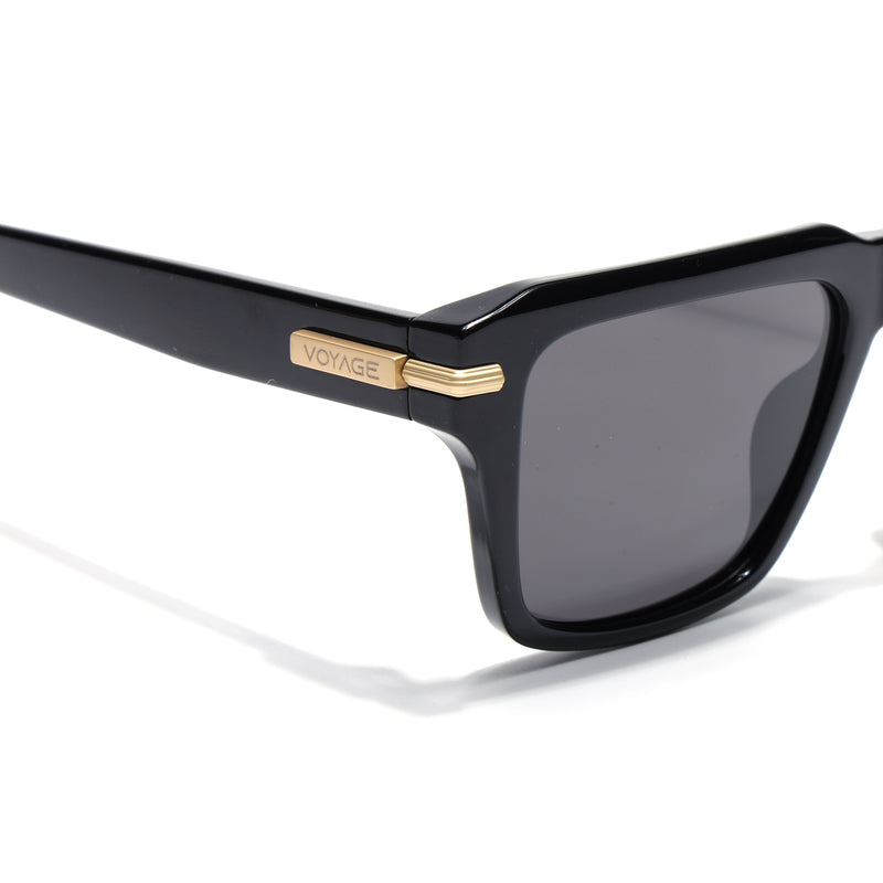 Black Wayfarer Polarized Sunglasses | Black Lens - PMG7959