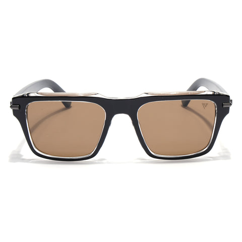 Black Wayfarer Polarized Sunglasses | Brown Lens - PMG7960