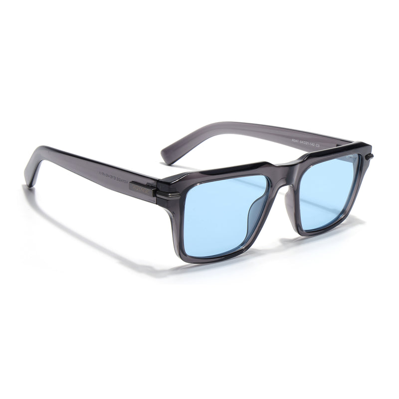 Grey Wayfarer Polarized Sunglasses  | Blue Lens - PMG7961