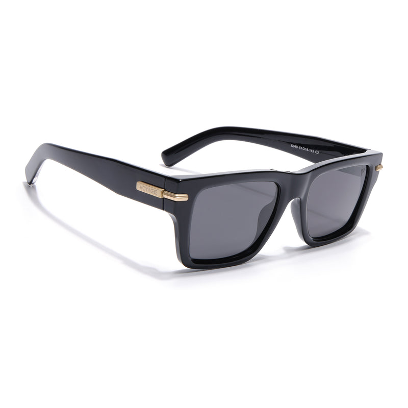 Black Wayfarer Polarized Sunglasses | Black Lens - PMG7867