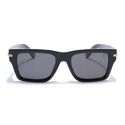 Black Wayfarer Polarized Sunglasses | Black Lens - PMG7867