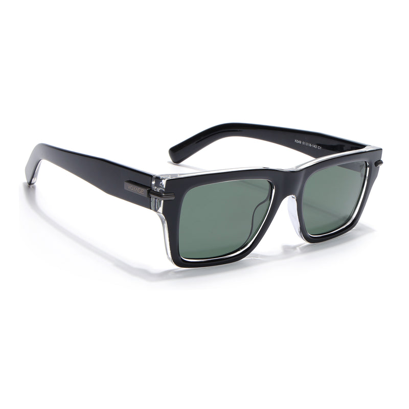 Black Wayfarer Polarized Sunglasses | Green Lens - PMG7868