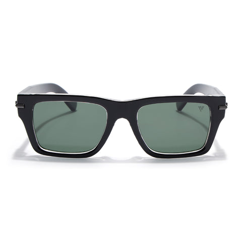 Black Wayfarer Polarized Sunglasses | Green Lens - PMG7868