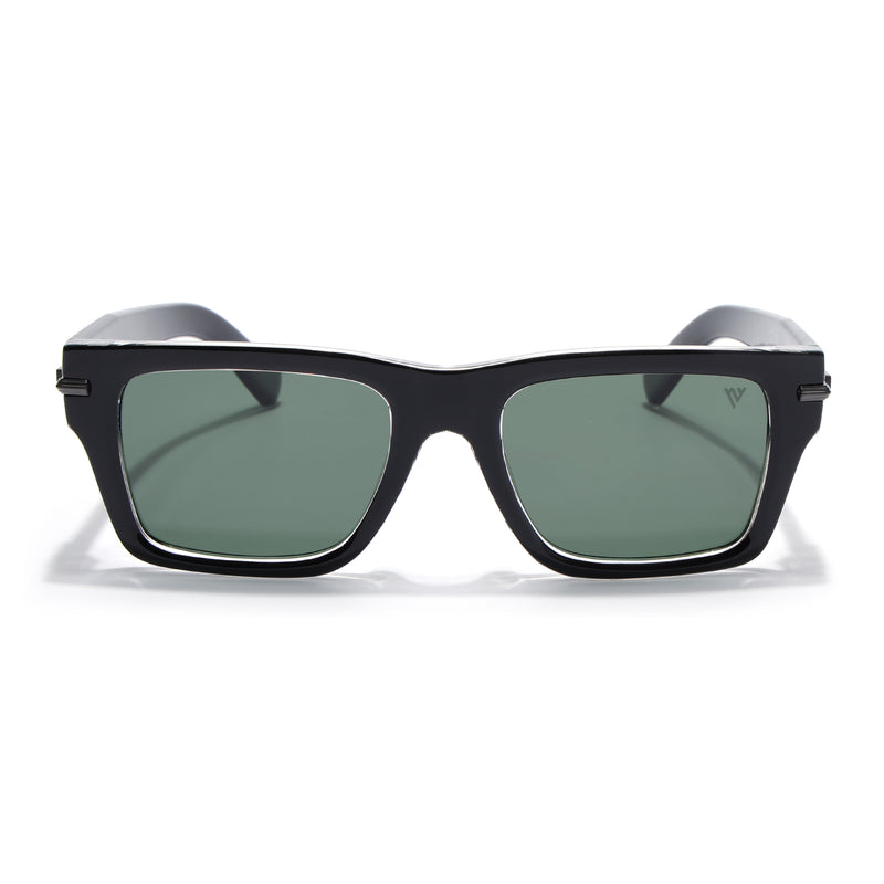 Black Wayfarer Polarized Sunglasses | Green Lens - PMG7868