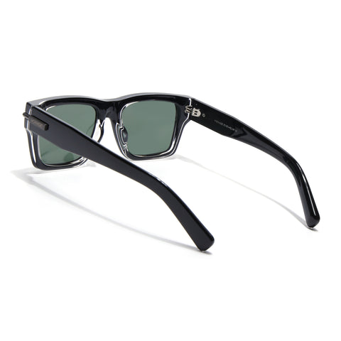 Black Wayfarer Polarized Sunglasses | Green Lens - PMG7868