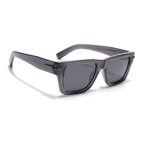 Grey Wayfarer Polarized Sunglasses | Black Lens - PMG7869