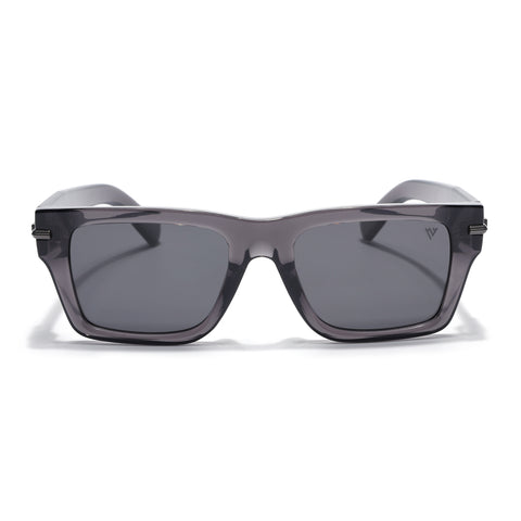 Grey Wayfarer Polarized Sunglasses | Black Lens - PMG7869