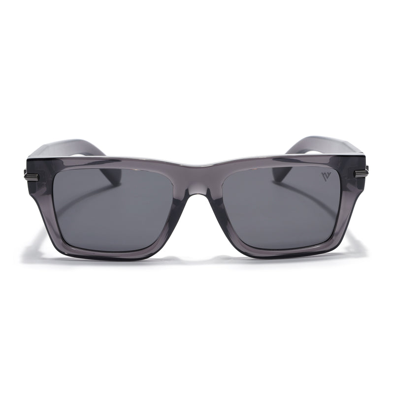 Grey Wayfarer Polarized Sunglasses | Black Lens - PMG7869