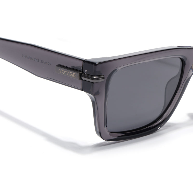 Grey Wayfarer Polarized Sunglasses | Black Lens - PMG7869