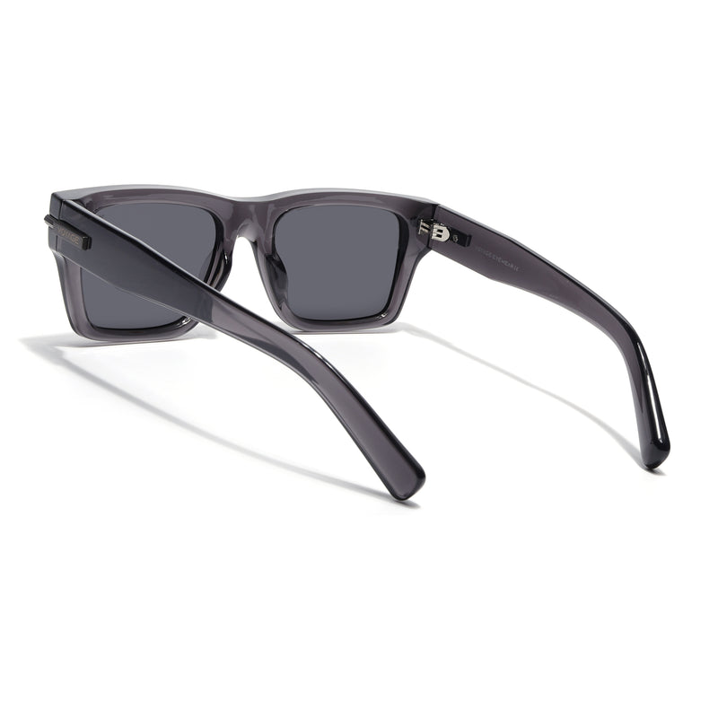 Grey Wayfarer Polarized Sunglasses | Black Lens - PMG7869