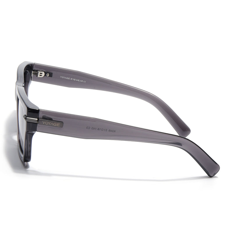 Grey Wayfarer Polarized Sunglasses | Black Lens - PMG7869