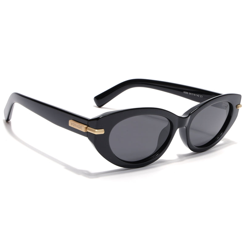 Black Cateye Polarized Sunglasses | Black Lens - PMG7936