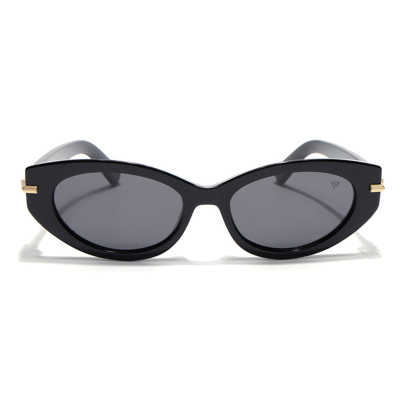 Black Cateye Polarized Sunglasses | Black Lens - PMG7936