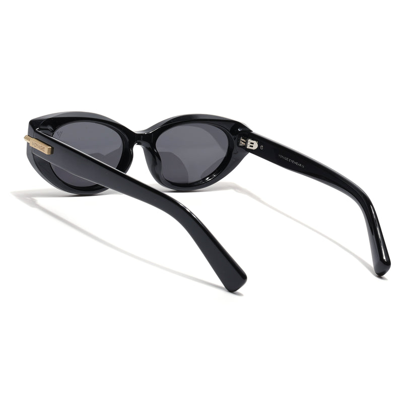 Black Cateye Polarized Sunglasses | Black Lens - PMG7936