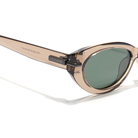 Brown Cateye Polarized Sunglasses | Green Lens - PMG7939