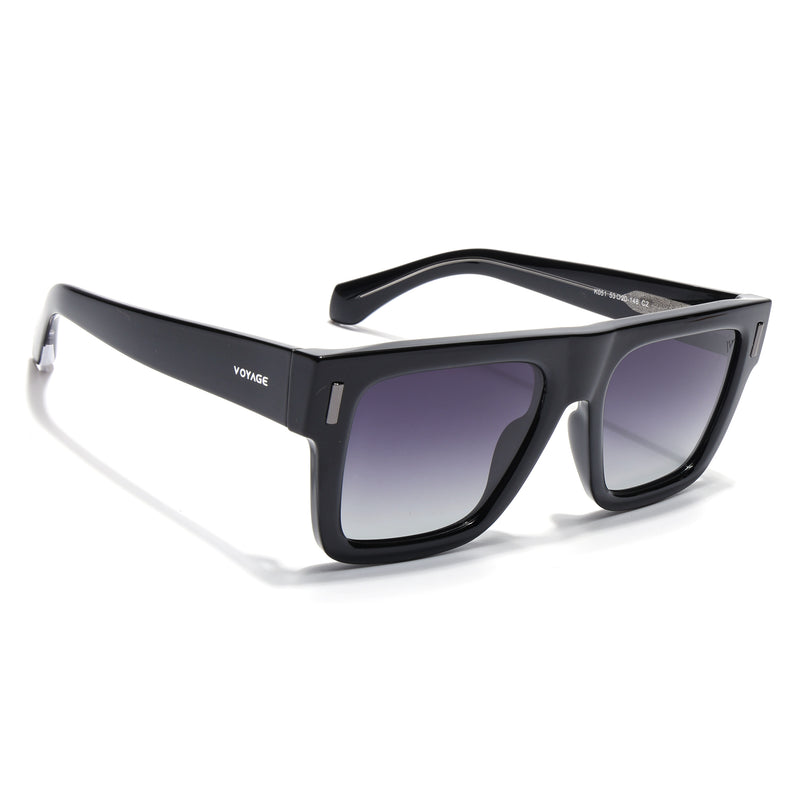 Black Wayfarer Polarized Sunglasses | Black Lens - PMG7947