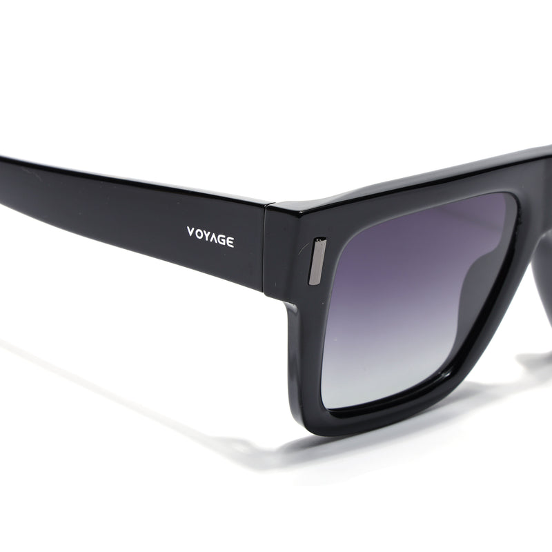Black Wayfarer Polarized Sunglasses | Black Lens - PMG7947