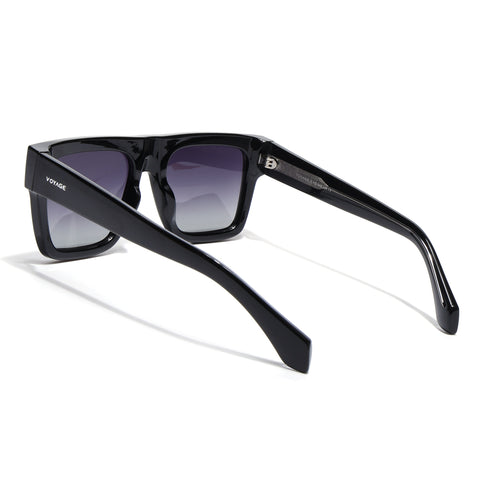 Black Wayfarer Polarized Sunglasses | Black Lens - PMG7947