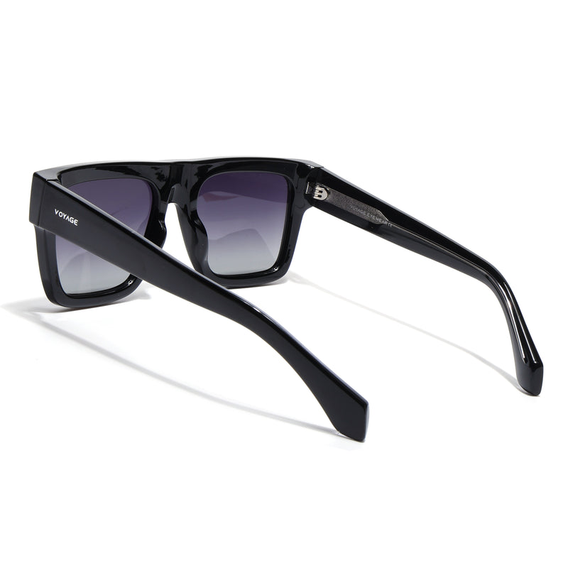 Black Wayfarer Polarized Sunglasses | Black Lens - PMG7947