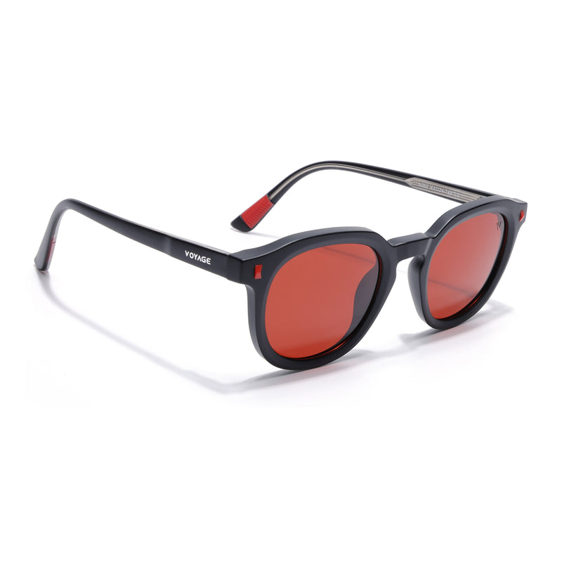 Cyrus 54 | Black Round Polarized Sunglasses | Red Lens - PMG7921