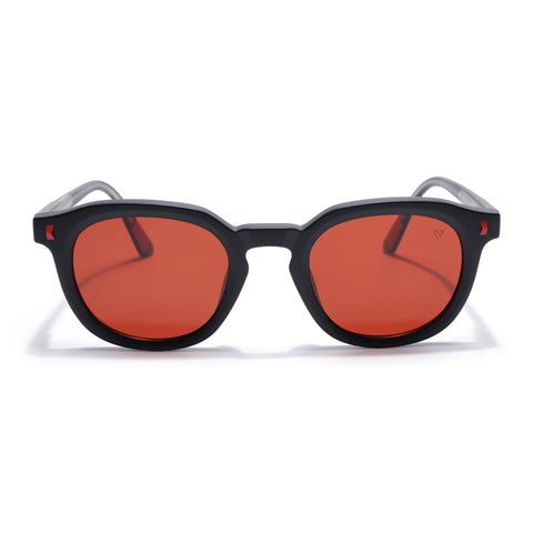 Cyrus 54 | Black Round Polarized Sunglasses | Red Lens - PMG7921