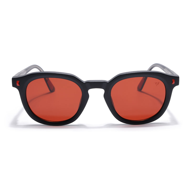 Cyrus 54 | Black Round Polarized Sunglasses | Red Lens - PMG7921