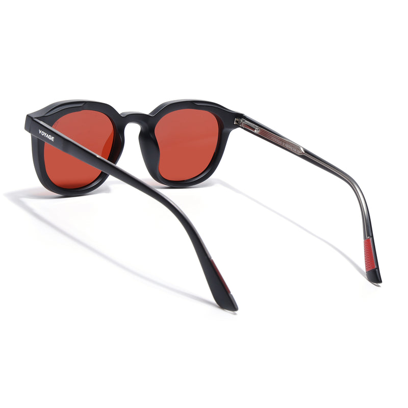 Cyrus 54 | Black Round Polarized Sunglasses | Red Lens - PMG7921