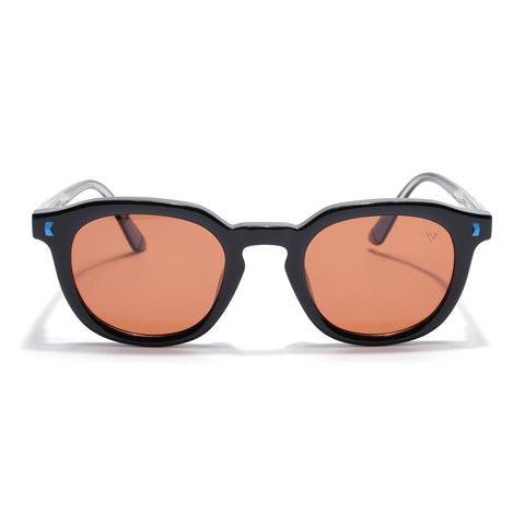 Cyrus 54 | Black Round Polarized Sunglasses | Orange Lens - PMG7922