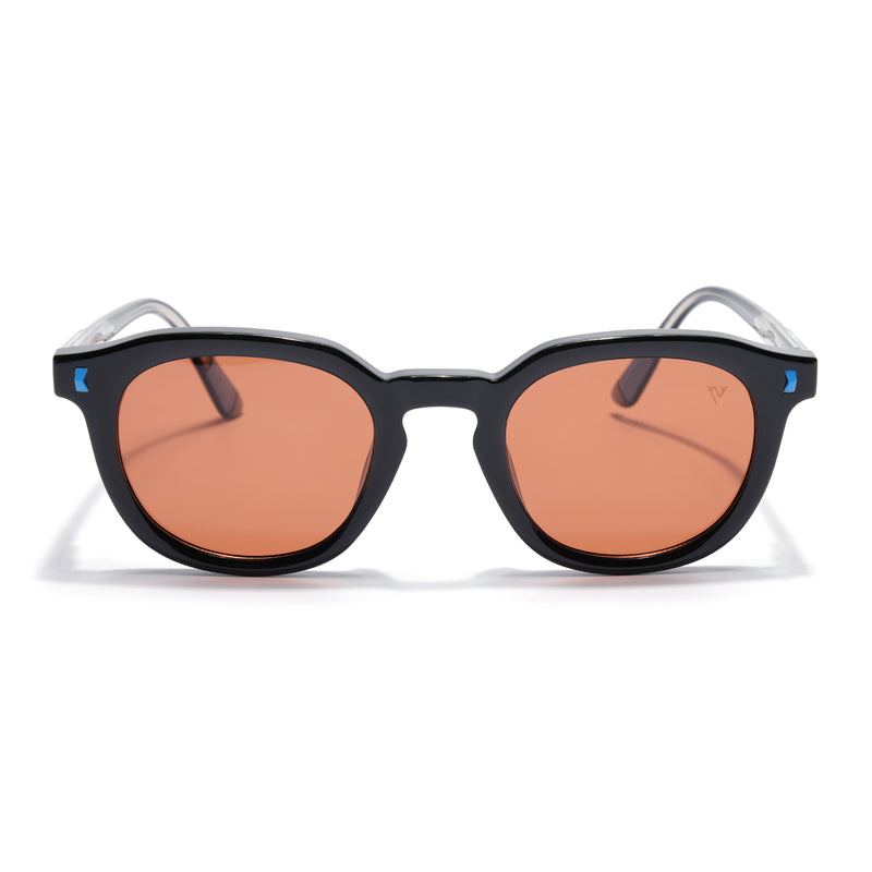 Cyrus 54 | Black Round Polarized Sunglasses | Orange Lens - PMG7922