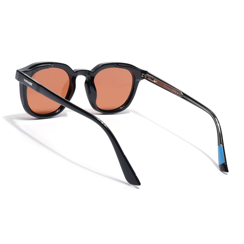Cyrus 54 | Black Round Polarized Sunglasses | Orange Lens - PMG7922
