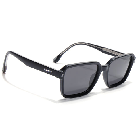 Cyrus 53 | Black Rectangle Polarized Sunglasses | Black Lens - PMG7941