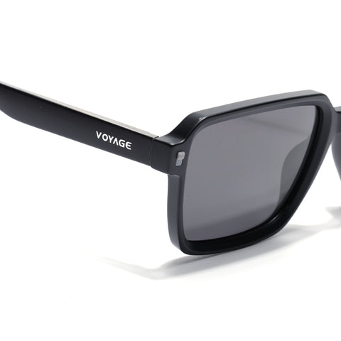 Cyrus 53 | Black Rectangle Polarized Sunglasses | Black Lens - PMG7941
